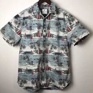 Men’s Denim & Flower Hawaiian Shirt large slim fit